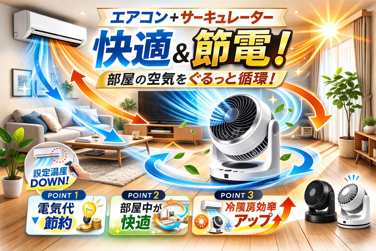 エアコンとサーキュレーターで快適＆節電