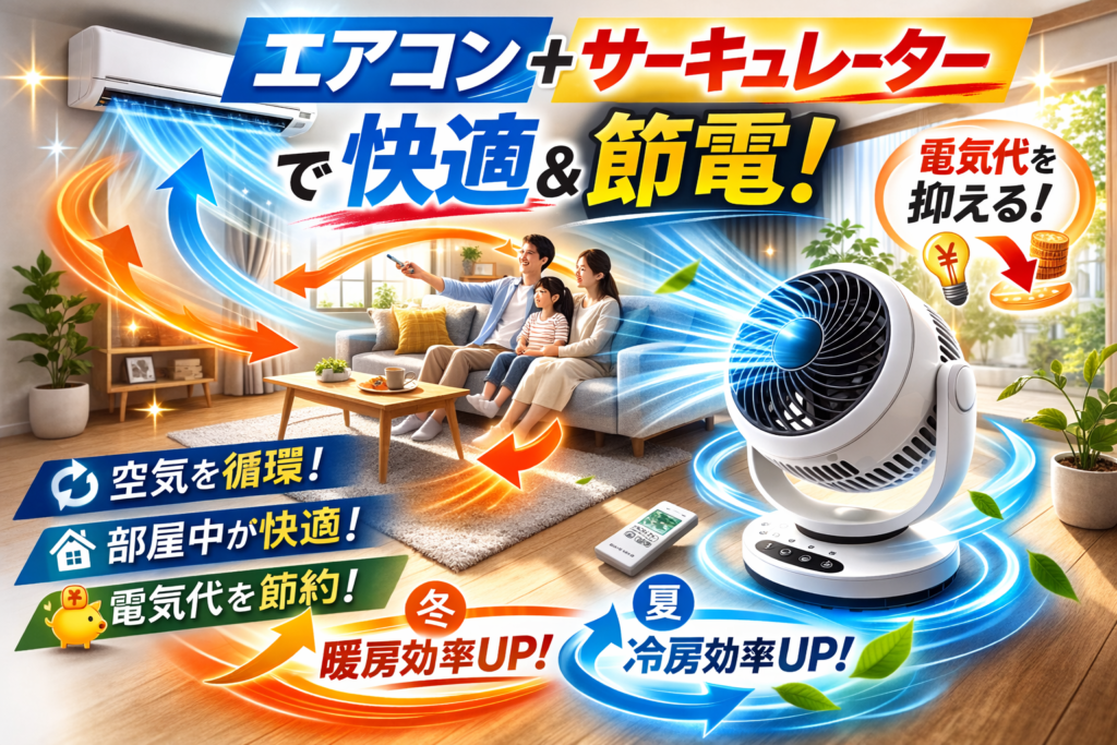 エアコンとサーキュレーターで快適&節電