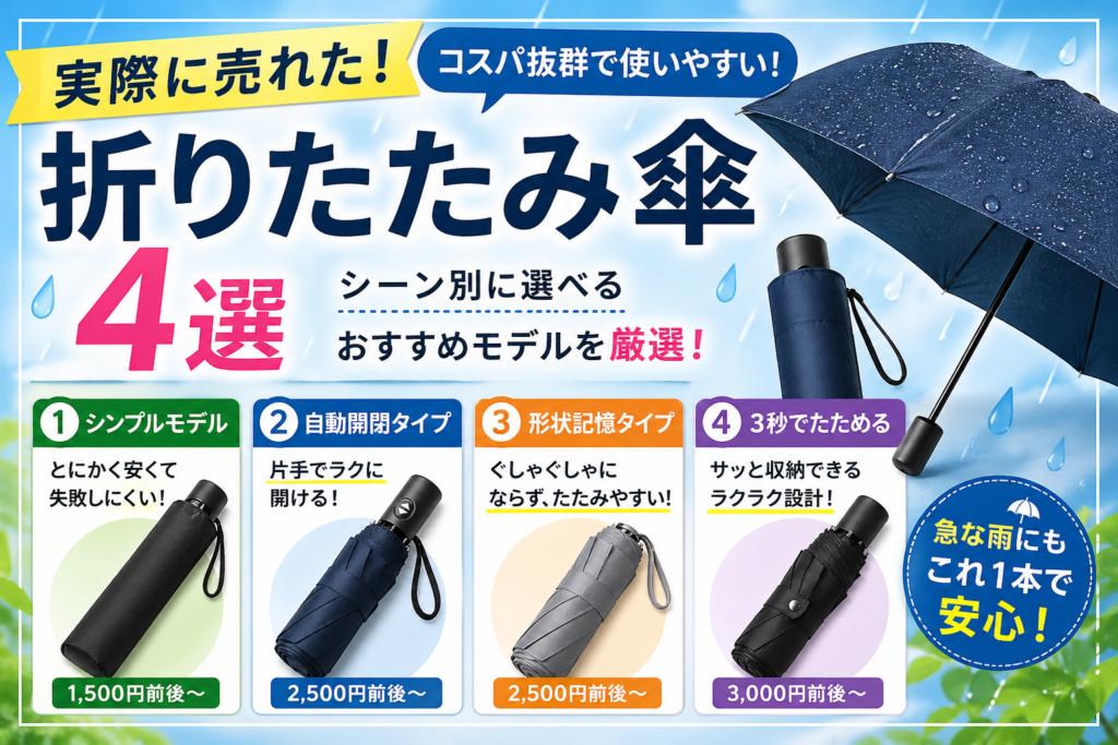 実際に売れた折りたたみ傘4選｜1,500円〜コスパ最強モデルだけ厳選