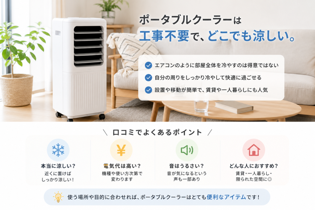 ポータブルクーラーは意味ない？口コミ・評判からわかったリアルな効果とおすすめな人