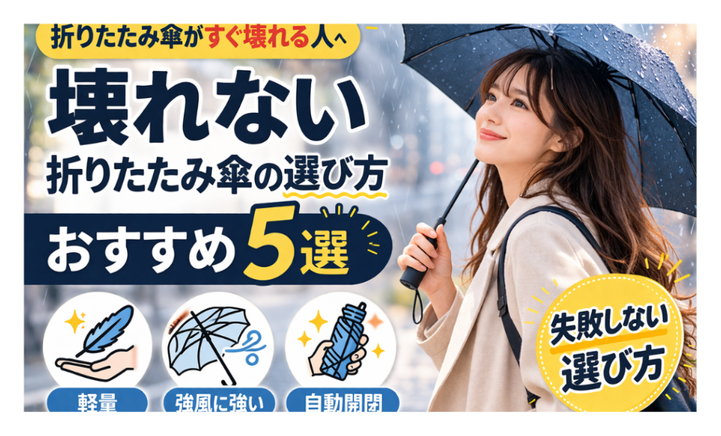 折りたたみ傘がすぐ壊れる人へ｜壊れない選び方とおすすめ【強風でも安心】