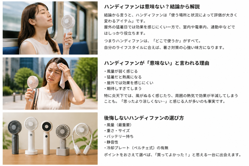 ハンディファンは意味ない？涼しくないと言われる理由と買って後悔しない選び方【2026年版】