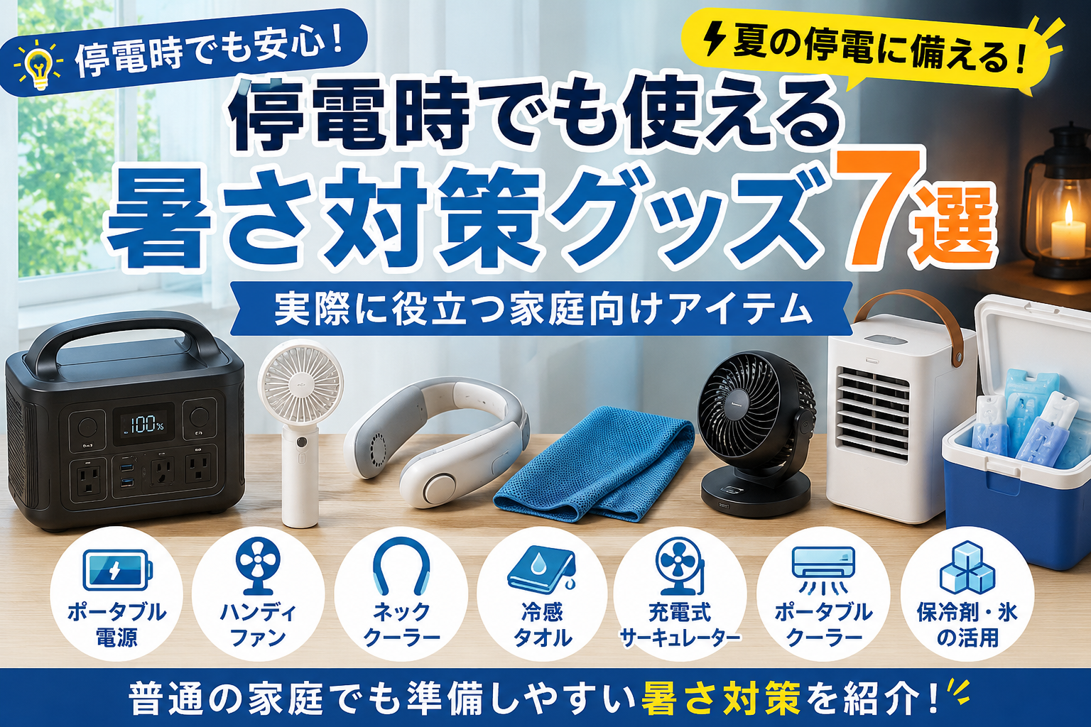 【2026】停電時でも使える暑さ対策グッズ7選｜夏の停電に備える家庭向けアイテム