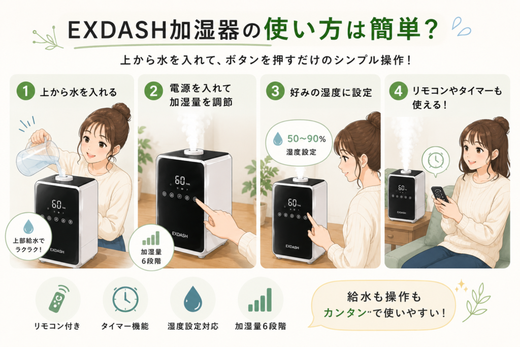 【2026年最新】EXDASH加湿器の口コミは？水漏れ・使い方や特徴を徹底調査