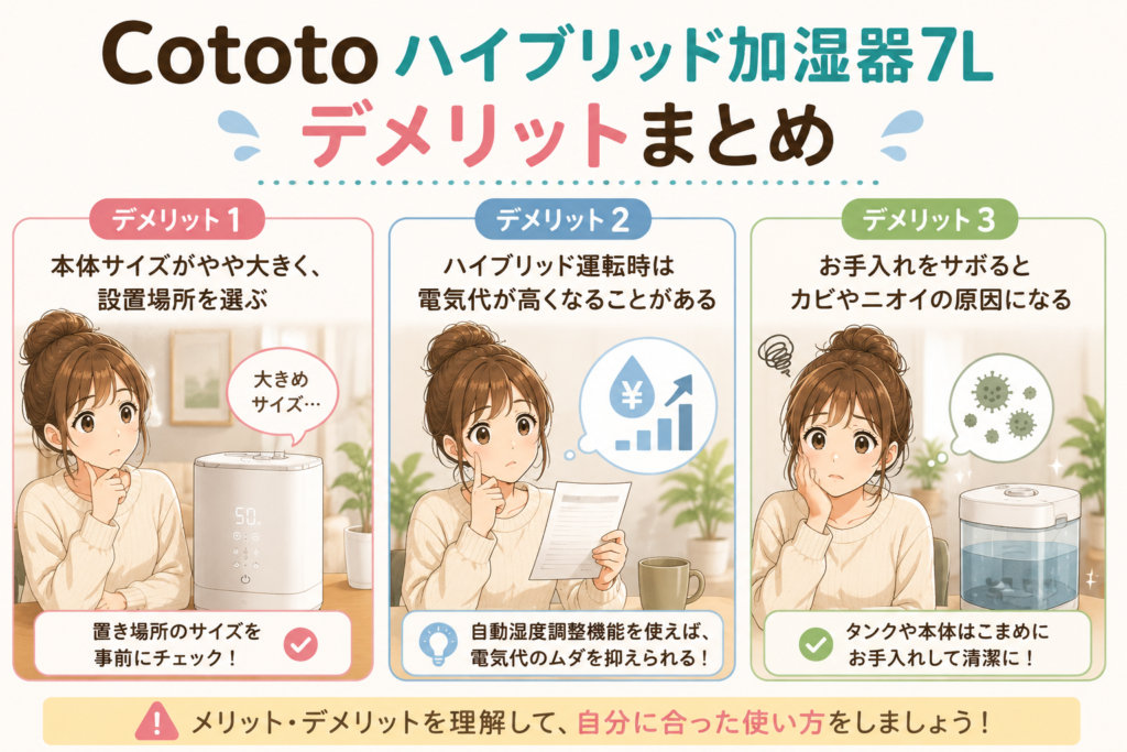 【2026】Cototo ハイブリッド加湿器 7Lの口コミ・評判は?電気代やお手入れ方法も徹底レビュー