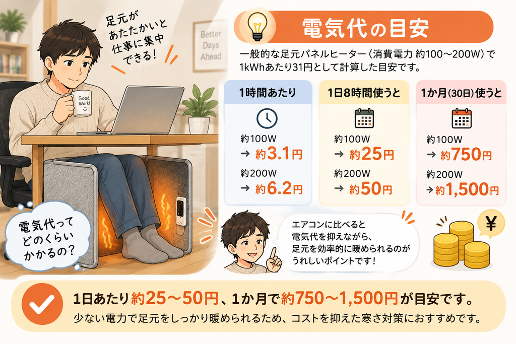 足元パネルヒーターのデメリットは？電気代や3面・5面の違いも解説