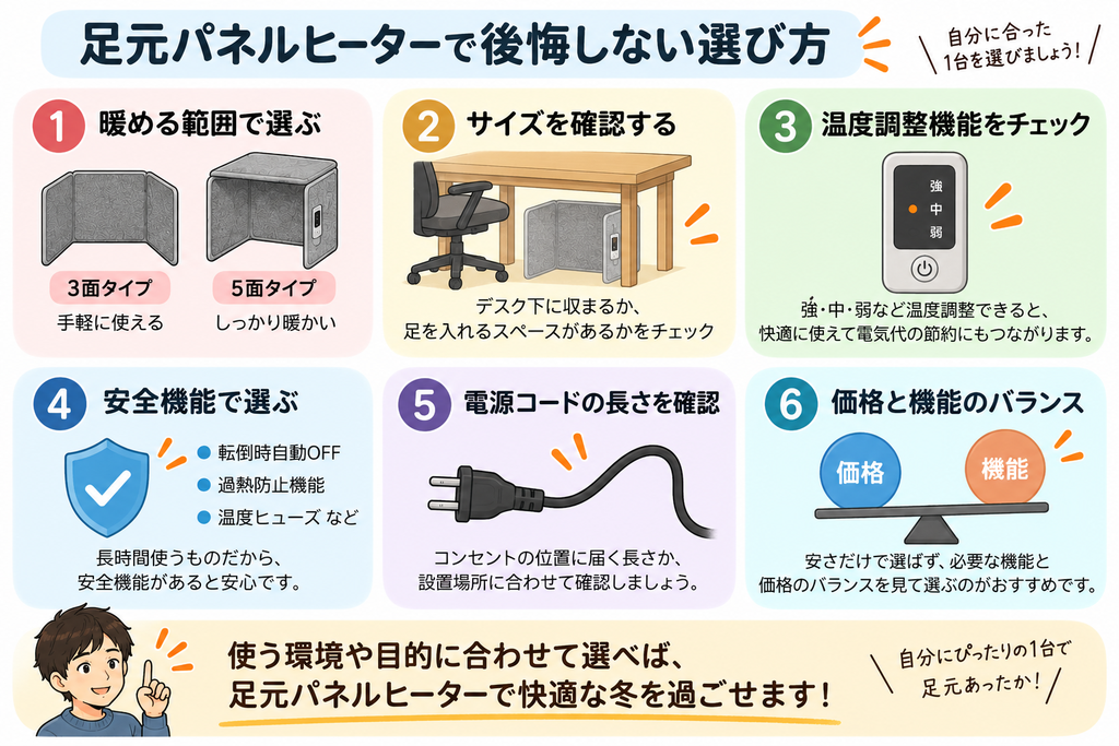 足元パネルヒーターのデメリットは？電気代や3面・5面の違いも解説