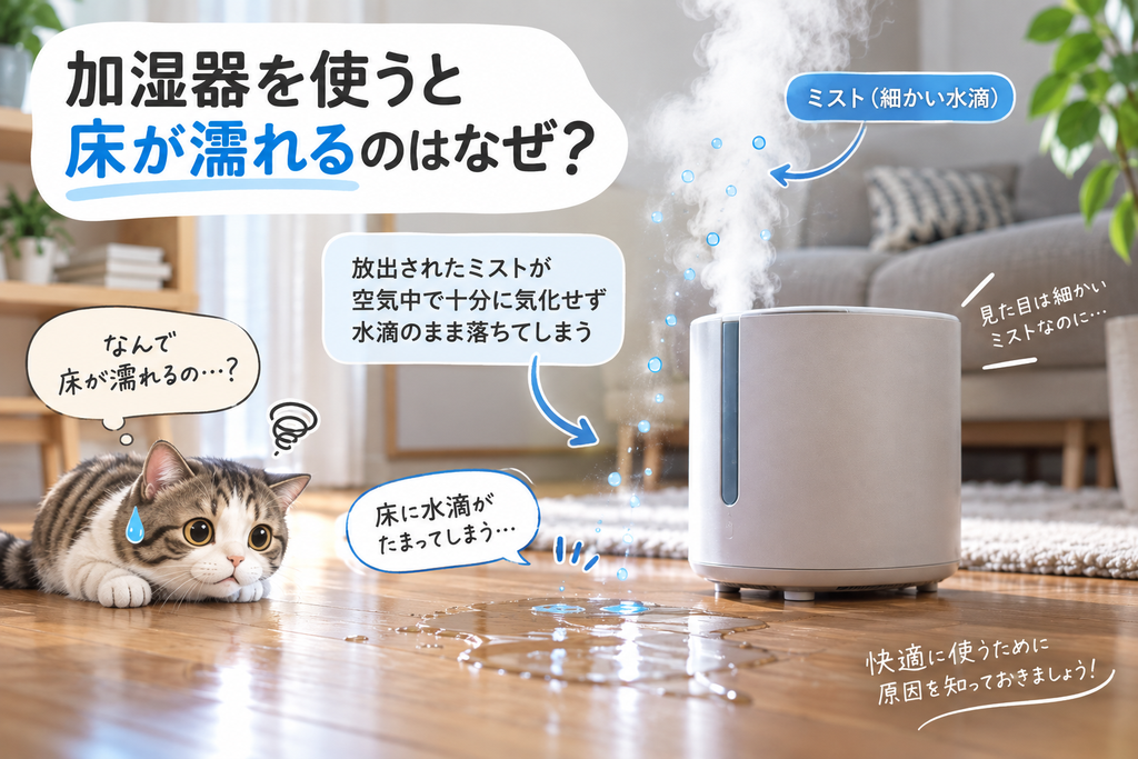 加湿器で床が濡れるのはなぜ？原因と床が濡れないための対策を紹介