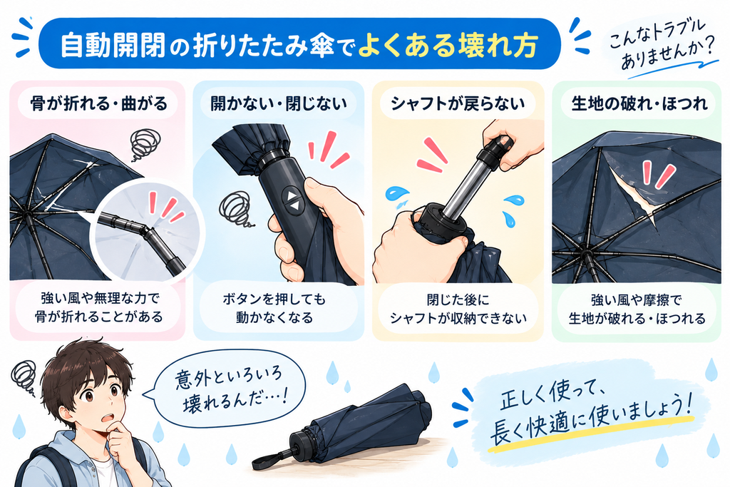 自動開閉の折りたたみ傘は壊れやすい？壊れる原因と壊れにくいおすすめを紹介
