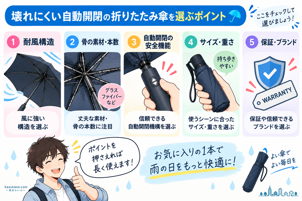 自動開閉の折りたたみ傘は壊れやすい？壊れる原因と壊れにくいおすすめを紹介
